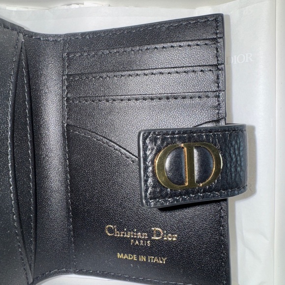 Dior Black Leather Card Holder with Gold Accent - Picture 1 of 4